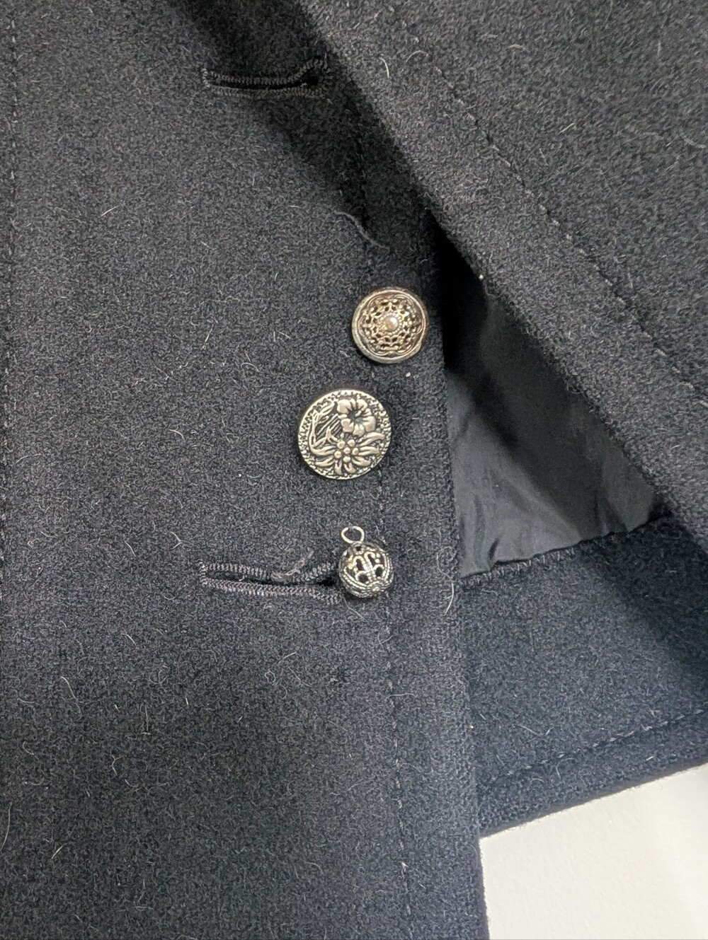 PRADA Milano Black Wool Alpaca Cropped Moto Military Jacket Art 280828 Tg 38 US - Picture 9 of 11